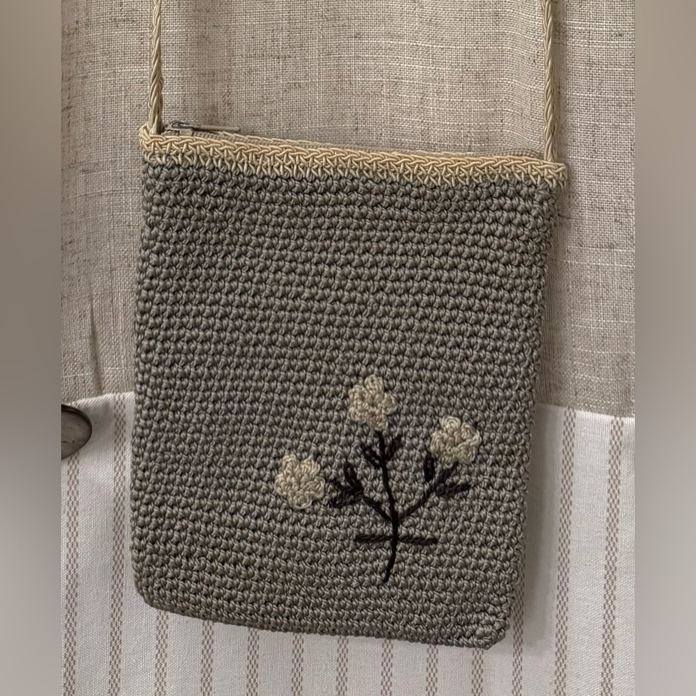 Chateau Gray Crossbody Bag with Floral Accent